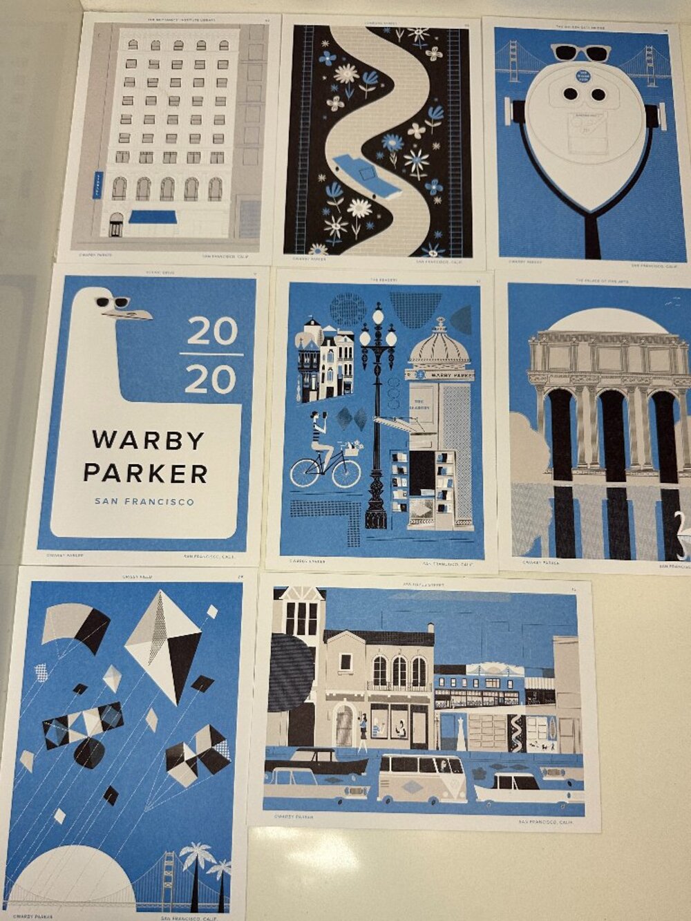 Rare Warby Parker San Francisco Postcard Set – 8 Art Cards